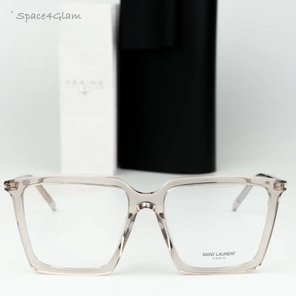 Saint Laurent Women Eyeglasses Transparent Nude Square SL474OPT 003 BRAND NEW
